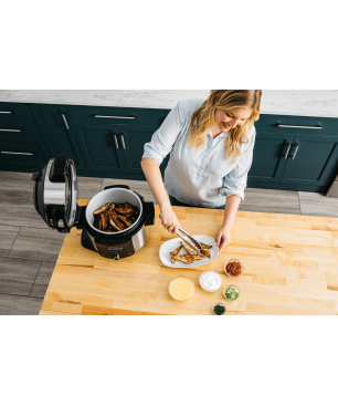 NINJA OL550EU Foodi 11-in-1 SmartLid Multikocher Stainless Steel/Black (Rührschüsselkapazität: 6 Liter, 1460 Watt)