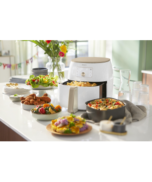 PHILIPS HD9870/20 Premium Airfryer XXL Smart Sensing 7.3L Heißluftfritteuse 2225 Watt Weiß/Champagner