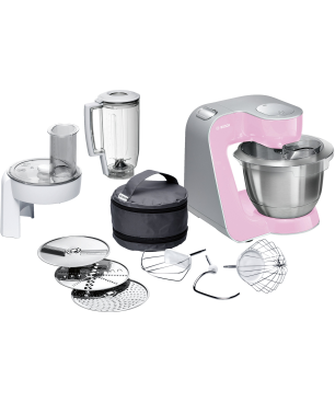 BOSCH MUM 58 K 20 CREATIONLINE UNIVERSAL Küchenmaschine Gentle Pink/Silber (Rührschüsselkapazität: 3,9 Liter, 1000 Watt)