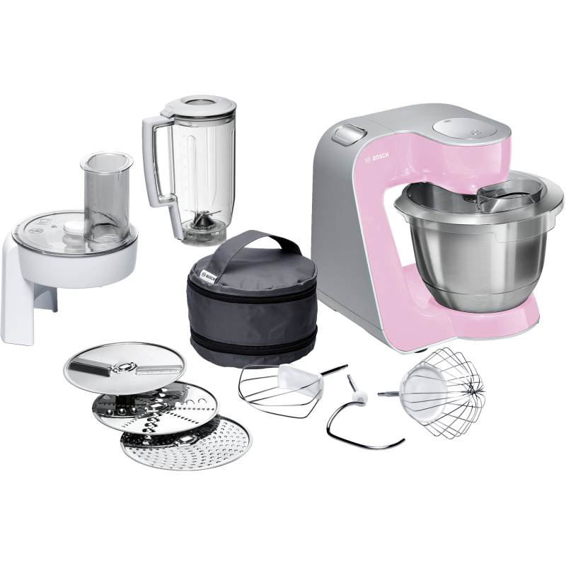 BOSCH MUM 58 K 20 CREATIONLINE UNIVERSAL Küchenmaschine Gentle Pink/Silber (Rührschüsselkapazität: 3,9 Liter, 1000 Watt)