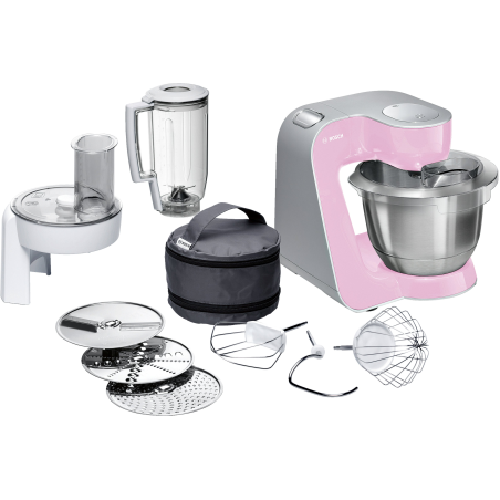 BOSCH MUM 58 K 20 CREATIONLINE UNIVERSAL Küchenmaschine Gentle Pink/Silber (Rührschüsselkapazität: 3,9 Liter, 1000 Watt)