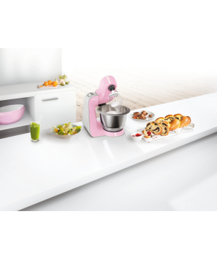 BOSCH MUM 58 K 20 CREATIONLINE UNIVERSAL Küchenmaschine Gentle Pink/Silber (Rührschüsselkapazität: 3,9 Liter, 1000 Watt)