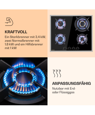 KLARSTEIN Goldflame 4 Prime Gaskochfeld (Kochfelder: 4)