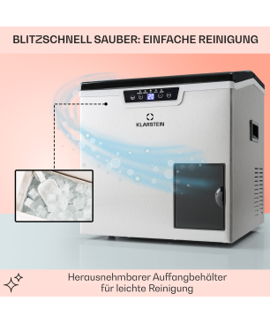 KLARSTEIN Icefestival Cube Eiswürfelmaschine (195 Watt, Silber)