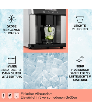 KLARSTEIN Eiszeit Eiswürfelmaschine (150 Watt, Silber)