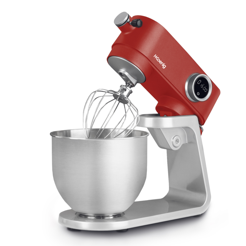 H.KOENIG H.Koenig Küchenmaschine KM124 - 8 Geschwindigkeiten Gebäck-Roboter Rot / Silber (Rührschüsselkapazität: 5 Liter, 800