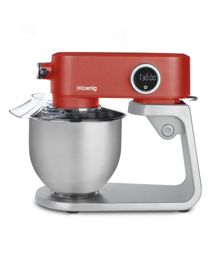 H.KOENIG H.Koenig Küchenmaschine KM124 - 8 Geschwindigkeiten Gebäck-Roboter Rot / Silber (Rührschüsselkapazität: 5 Liter, 800