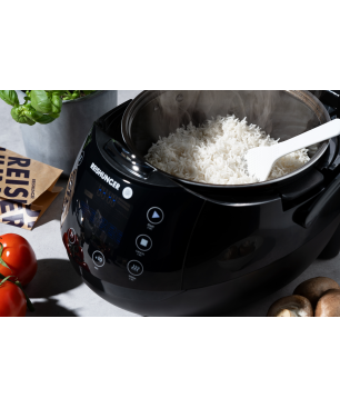 REISHUNGER Digitaler Reiskocher Reiskocher und Dampfgarer (860 Watt, Schwarz)