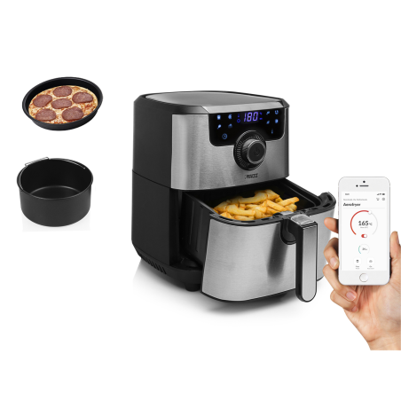PRINCESS SMART Smarte Heißluftfritteuse 1500 Watt Silber-Schwarz