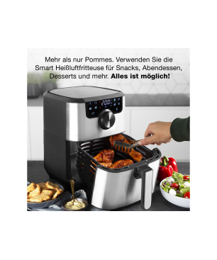 PRINCESS SMART Smarte Heißluftfritteuse 1500 Watt Silber-Schwarz