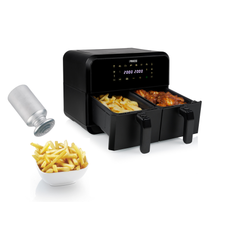 SETPOINT mit Doppelkorb Heißluftfritteuse 2400 Watt Silber-Schwarz