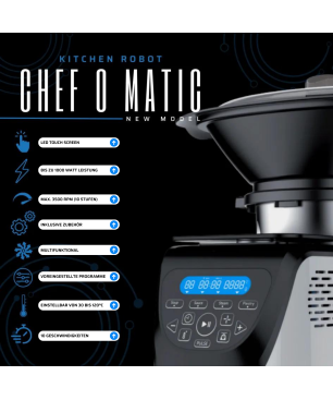 BEST DIRECT Chef-O-Matic ® Kitchen Robot Küchenmaschine mit Kochfunktion weiß (Rührschüsselkapazität: 3 Liter, 1200 Watt)