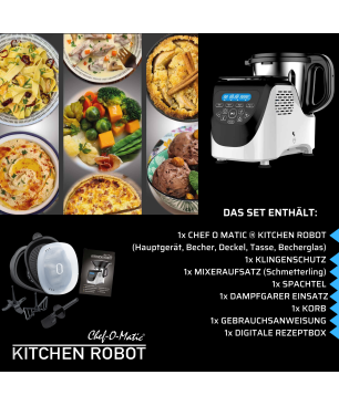 BEST DIRECT Chef-O-Matic ® Kitchen Robot Küchenmaschine mit Kochfunktion weiß (Rührschüsselkapazität: 3 Liter, 1200 Watt)