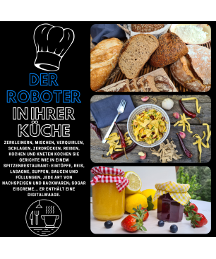 BEST DIRECT Chef-O-Matic ® Kitchen Robot Küchenmaschine mit Kochfunktion weiß (Rührschüsselkapazität: 3 Liter, 1200 Watt)