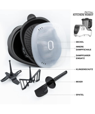 BEST DIRECT Chef-O-Matic ® Kitchen Robot Küchenmaschine mit Kochfunktion weiß (Rührschüsselkapazität: 3 Liter, 1200 Watt)