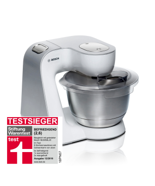 BOSCH MUM58W20 CreationLine Küchenmaschine Weiß/Silber (Rührschüsselkapazität: 3,9 Liter, 1000 Watt)