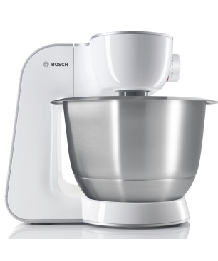BOSCH MUM58W20 CreationLine Küchenmaschine Weiß/Silber (Rührschüsselkapazität: 3,9 Liter, 1000 Watt)