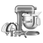 KITCHENAID Artisan 6,6 Liter - 5KSM70SHXECU Küchenmaschine Kontur Silber (Rührschüsselkapazität: 6,6 Liter, 375 Watt)