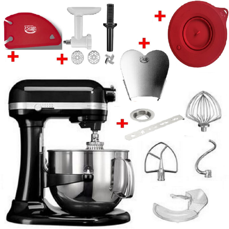 KITCHENAID 5KSM7580XEOB Sparset inkl. 5 Zubehöre Küchenmaschine Onyx Schwarz (Rührschüsselkapazität: 6,9 Liter, 500 Watt)