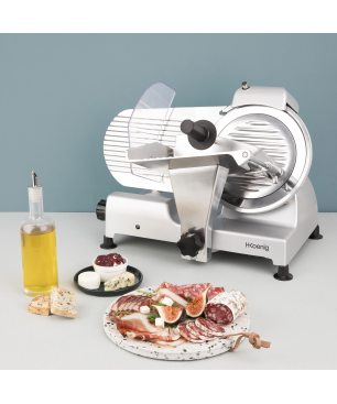 H.KOENIG H.Koenig MSX220 Allesschneider / Aufschnitt bis 12 mm Dicke / mit Messerschärfer / 240 Watt / silber Schneidemaschine