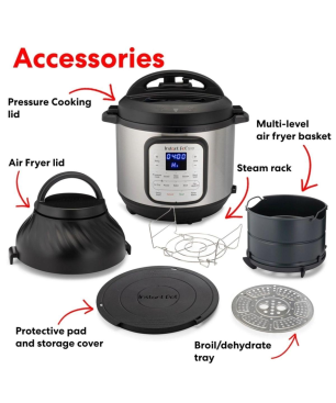 INSTANT POT Duo Crisp + Air Fryer 8L Multikocher, Silber)