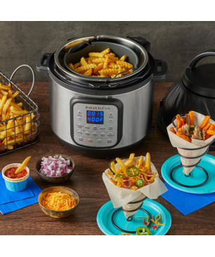 INSTANT POT Duo Crisp + Air Fryer 8L Multikocher, Silber)