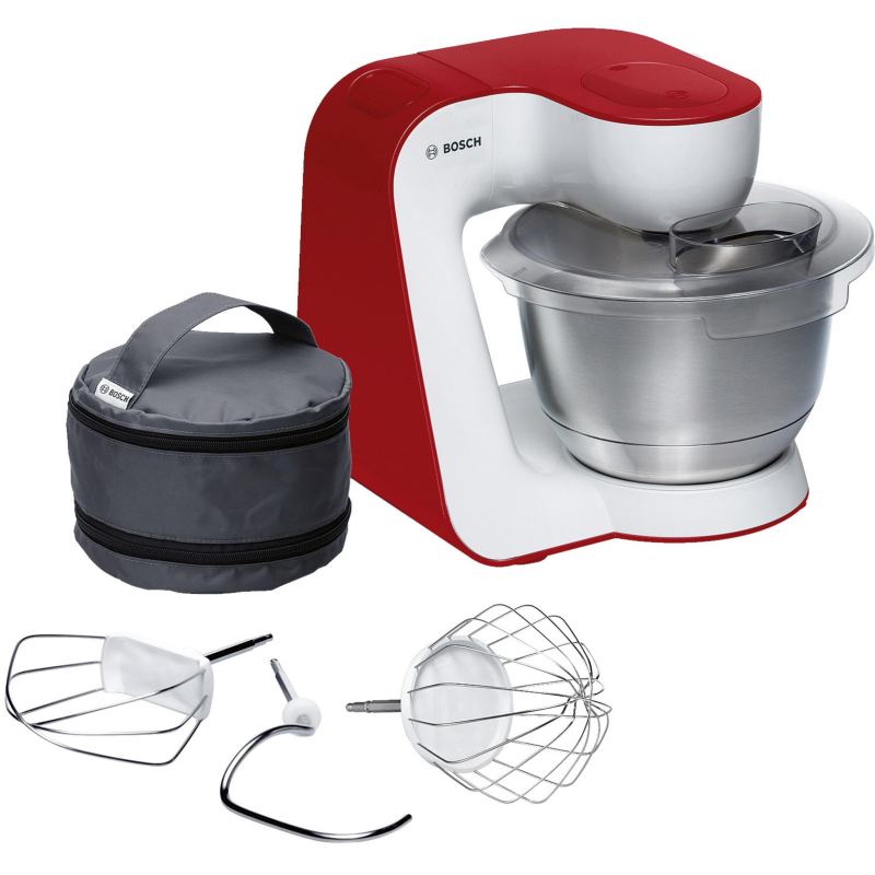 BOSCH MUM 54 R 00 STARTLINE Küchenmaschine Weiß/Rot (Rührschüsselkapazität: 3,9 Liter, 900 Watt)