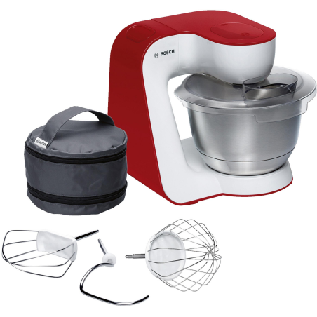 BOSCH MUM 54 R 00 STARTLINE Küchenmaschine Weiß/Rot (Rührschüsselkapazität: 3,9 Liter, 900 Watt)