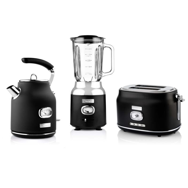 WESTINGHOUSE WES07 Wasserkocher Toaster Mixer Set schwarz (815 Watt, Schlitze: 2)