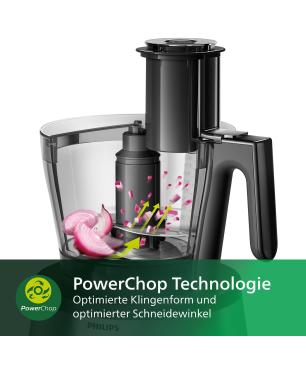 PHILIPS HR7778/00 7000 Series Kompaktküchenmaschine Schwarz (Rührschüsselkapazität: 3,4 Liter, 1300 Watt)