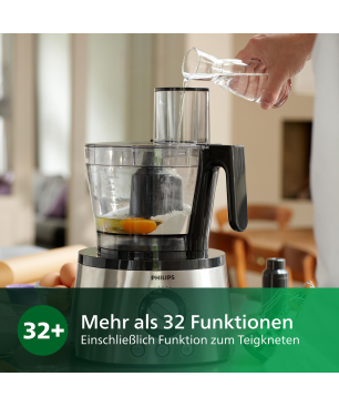 PHILIPS HR7778/00 7000 Series Kompaktküchenmaschine Schwarz (Rührschüsselkapazität: 3,4 Liter, 1300 Watt)