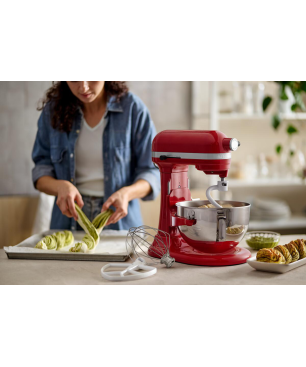 KITCHENAID 5KSM55SXXEER Küchenmaschine Empire Rot (Rührschüsselkapazität: 5,2 Liter, 375 Watt)