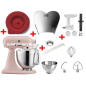 KITCHENAID 5KSM185PSECA inkl. Edelstahlrührelmenten und 4 Zubehöre Küchenmaschine Feather Pink (300 Watt)