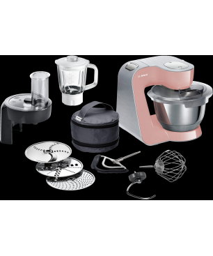 BOSCH MUM 58 NP 60 CREATIONLINE PREMIUM Küchenmaschine Rosa/Silber (Rührschüsselkapazität: 3,9 Liter, 1000 Watt)