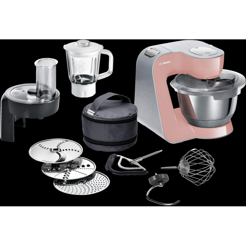 BOSCH MUM 58 NP 60 CREATIONLINE PREMIUM Küchenmaschine Rosa/Silber (Rührschüsselkapazität: 3,9 Liter, 1000 Watt)