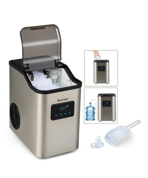 COSTWAY 2,5L Wassertank Eiswürfelmaschine (180 Watt, Silber)