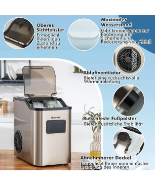 COSTWAY 2,5L Wassertank Eiswürfelmaschine (180 Watt, Silber)