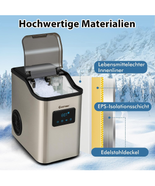 COSTWAY 2,5L Wassertank Eiswürfelmaschine (180 Watt, Silber)
