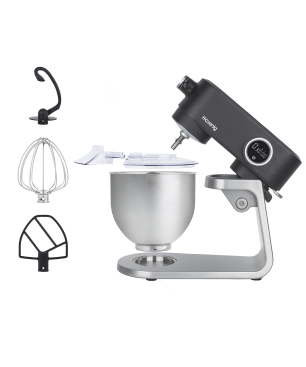 H.KOENIG H.Koenig KM120er Küchenmaschine / Edelstahl /8 Geschwindigkeiten /Schneebesen, Rührbesen, Knethaken Küchenmaschine Sc